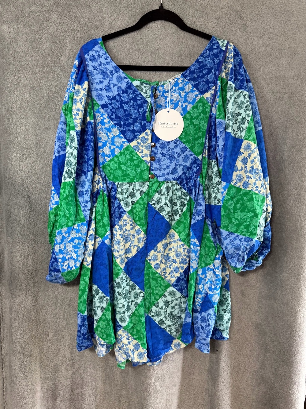 Women’s 2X short romper- Bohemian patch work floral
